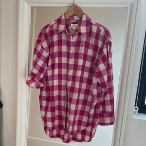 Anthropologie Pink and White Plaid Blouse